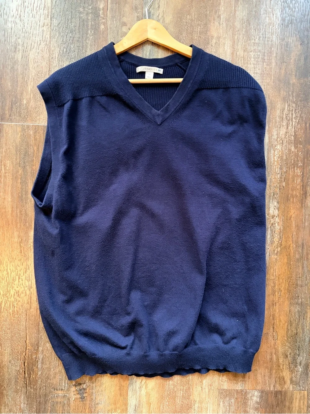 Cutter & Buck Men's Blue Solid V-Neck Sleeveless Knit Sweater Vest Size L Preppy